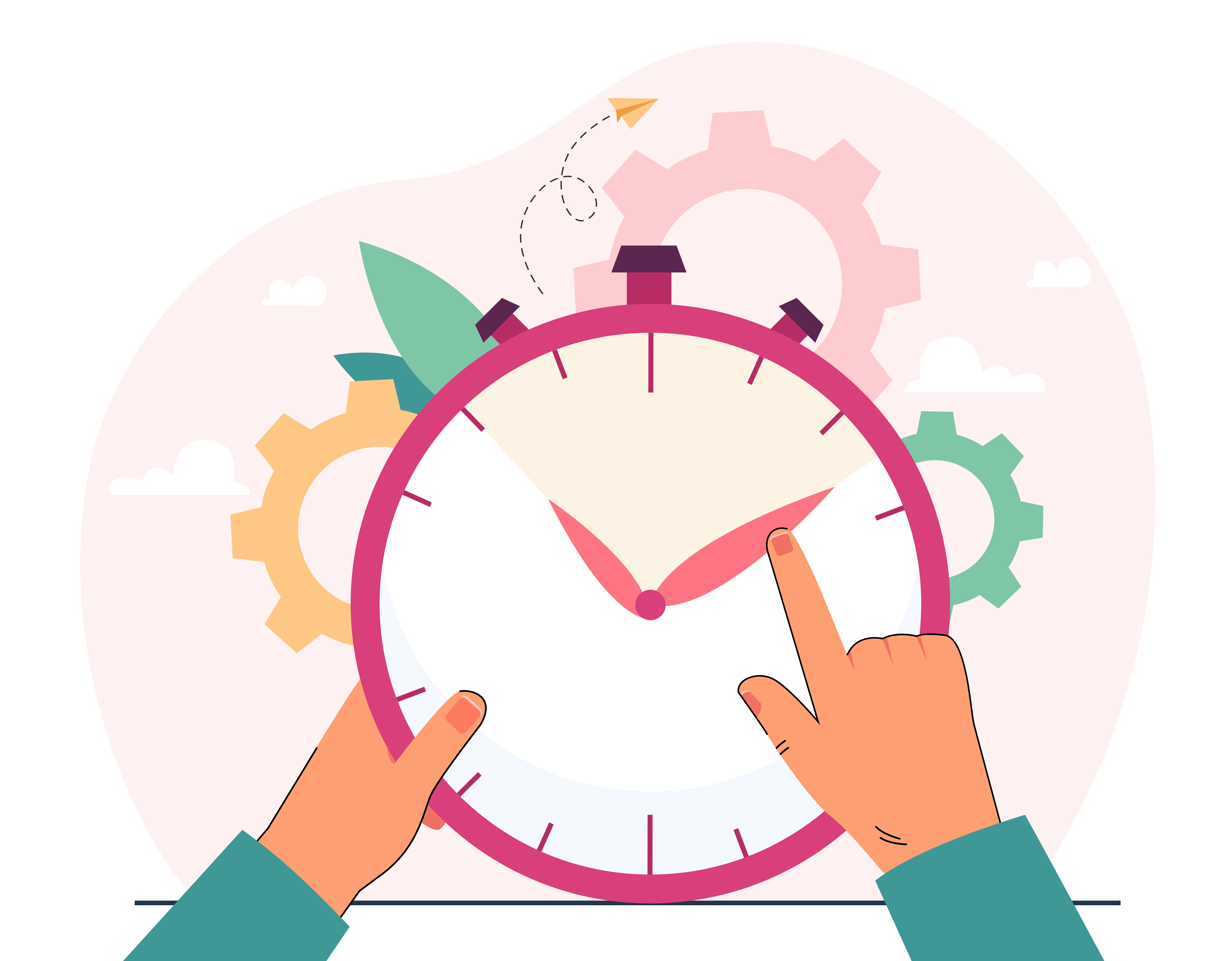 Man stopping minute hand of clock with finger.jpg